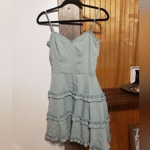 Altard state Seaform Green Ruffle Tier Summer Dress Spring Break Vacation Mini